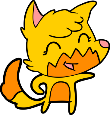 Bir insan tarafından çizilmiş tilki çizgi film karakteri