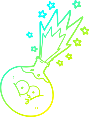 Bir insan tarafından çizilen soğuk çizgili bir çizgi film iksiri.