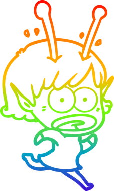 gökkuşağı gradyan çizimi bir çizgi film şok uzaylı kız bir insan tarafından çizildi