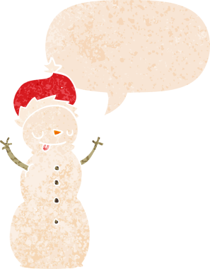 Kardan adam çizgi filminde konuşma baloncuğu olan grunge dertli eski moda bir insan tarafından çizilmiş.