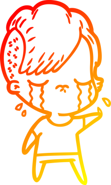 Bir insan tarafından çizilmiş, ağlayan bir çizgi film çizimi.