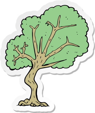 Bir insan tarafından çizilmiş karikatür ağacının çıkartması.