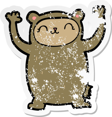 Bir insan tarafından çizilmiş şirin bir ayının sıkıntılı çıkartması.