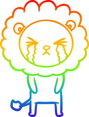 Bir insan tarafından çizilmiş ağlayan bir aslanın çizgi çizimi.