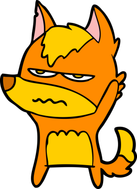 Bir insan tarafından çizilmiş tilki çizgi film karakteri