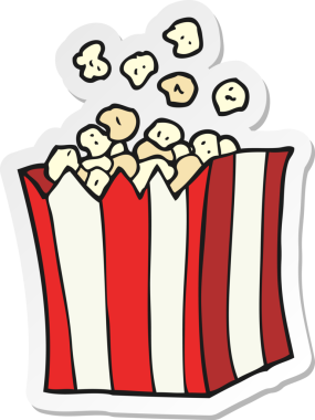 Bir insan tarafından çizilmiş patlamış mısır etiketi.