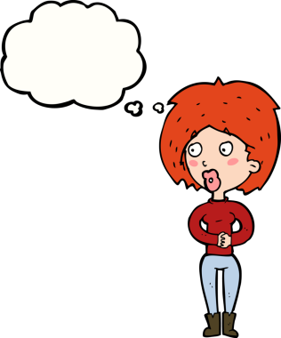 Bir insan tarafından çizilmiş düşünce balonlu bir karikatür.