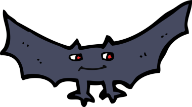 Bir insan tarafından çizilmiş ürkütücü vampir yarasa çizgi filmi.