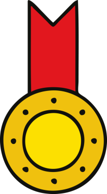 Bir insan tarafından çizilmiş altın madalyanın sevimli karikatürü.