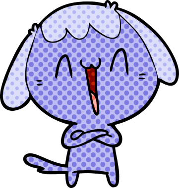 Bir insan tarafından çizilmiş şirin bir çizgi film köpeği.