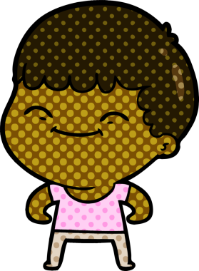 Bir insan tarafından çizilmiş mutlu çocuk çizgi filmi.