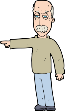 Çizgi filmdeki yaşlı adam el kol hareketi yapıyor. Defol! Bir insan tarafından çizilmiş.