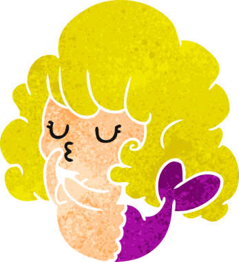 Bir insan tarafından çizilmiş kawaii deniz kızının serbest çizimi.