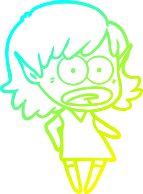 Bir çizgi film karakteri çizimi bir insan tarafından çizilmiş bir elf kızı şok etti.