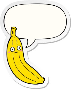 bir insan tarafından çizilmiş konuşma balonu etiketli muzlu çizgi film.