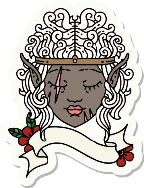 Bir insan tarafından çizilmiş barbar bir elf karakterinin çıkartması.