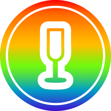 Bir insan tarafından çizilmiş gökkuşağı gradyatlı şampanya flütü ikonu.