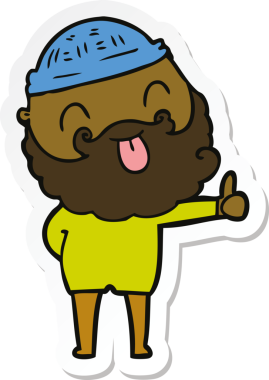 Bir insan tarafından çizilmiş sakallı bir adamın çıkartması.