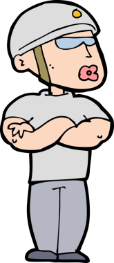 Bir insan tarafından çizilmiş çizgi film güvenlik görevlisi.