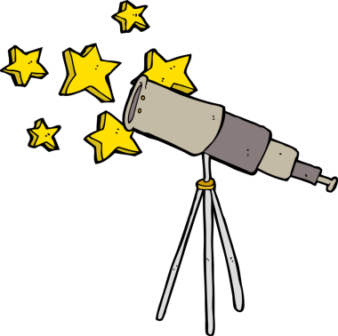 bir insan tarafından çizilmiş bir teleskop.