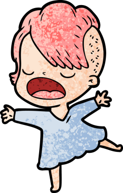 Bir insan tarafından çizilmiş havalı hippi kız çizgi filmi.