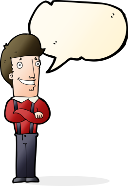 Bir insan tarafından çizilmiş konuşma balonu olan gururlu bir adam.