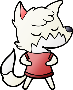 Bir insan tarafından çizilmiş dost canlısı çizgi film tilkisi