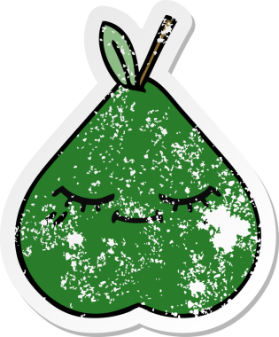 Bir insan tarafından çizilmiş şirin bir armutun sıkıntılı çıkartması.