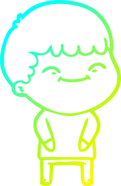 Bir çizgi film karakteri çizen soğuk çizgi bir insan tarafından çizilmiş mutlu çocuk.