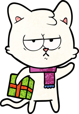 Bir insan tarafından çizilmiş sıkıcı çizgi film kedisi.