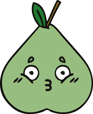 Bir insan tarafından çizilmiş yeşil armut karikatürü.