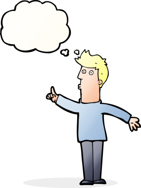 Çizgi filmci bir insan tarafından çizilmiş düşünce balonuyla ihtiyatlı olmayı tavsiye ediyor.