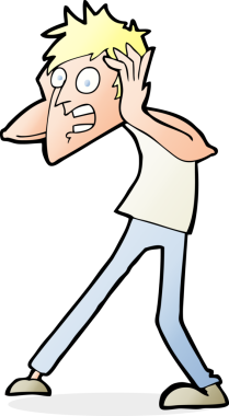 Bir insan tarafından çizilen panikleyen karikatür adamı.