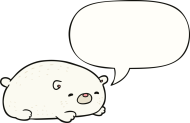 Bir insan tarafından çizilmiş konuşma baloncuklu şirin kutup ayısı.