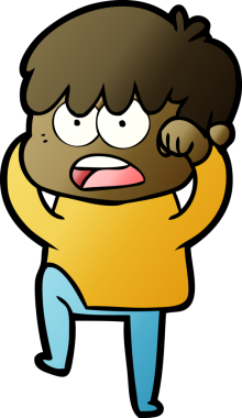 Bir insan tarafından çizilmiş endişeli çizgi film çocuğu.