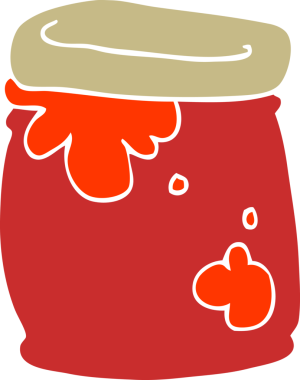 Bir insan tarafından çizilmiş reçel kavanozunun düz renk çizimi