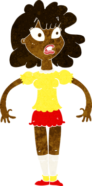 Bir insan tarafından çizilmiş, şok olmuş yüzü olan güzel bir kız.