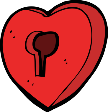 Bir insan tarafından çizilmiş anahtar deliği olan karikatür kalp.