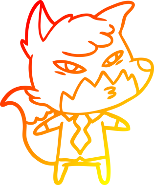 Bir insan tarafından çizilmiş akıllı bir tilkinin sıcak çizgi çizimi