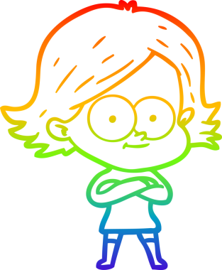 gökkuşağı gradyan çizimi mutlu bir çizgi film kızı bir insan tarafından çizildi