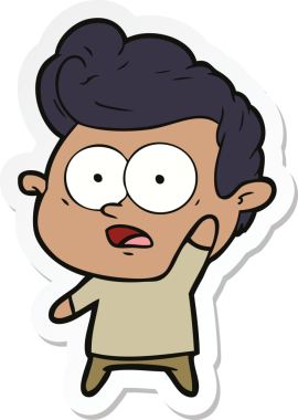 Bir insan tarafından çizilmiş soru soran bir karikatürcünün çıkartması.