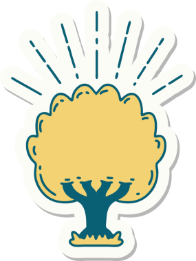 Bir insan tarafından çizilmiş dövme stili bir ağacın çıkartması.