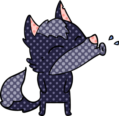 Bir insan tarafından çizilmiş uluyan kurt çizgi filmi.