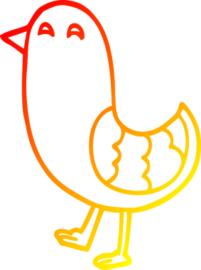 Bir insan tarafından çizilen kırmızı kuşun sıcak eğimli çizgi çizimi