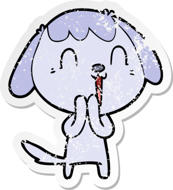 Bir insan tarafından çizilmiş şirin bir köpeğin sıkıntılı çıkartması.