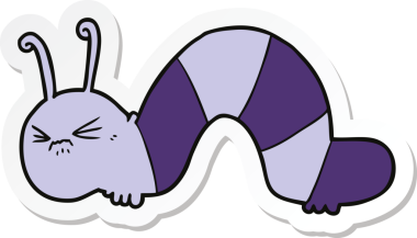 Bir insan tarafından çizilmiş kızgın tırtılın çıkartması.