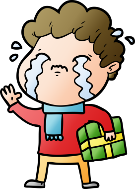 Bir insan tarafından çizilmiş ağlayan çizgi film adamı.