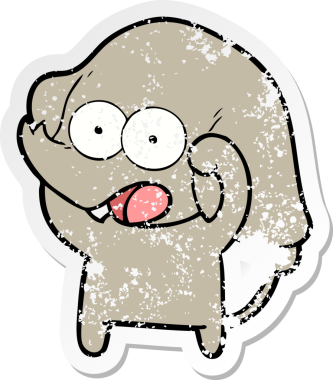 Bir insan tarafından çizilmiş şirin bir filin sıkıntılı çıkartması