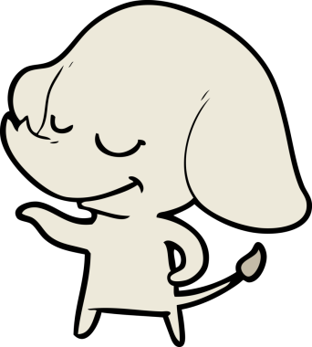 Bir insan tarafından çizilmiş gülümseyen bir fil.