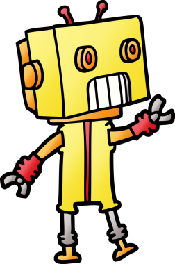 Bir insan tarafından çizilmiş çizgi film robotu